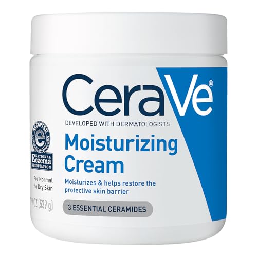 CeraVe Moisturizing Cream | Body and Face Moisturizer for Dry Skin | Body Cream with Hyaluronic Acid and Ceramides | Daily Moisturizer | Oil-Free | Fragrance Free | Non-Comedogenic | 19 Ounce