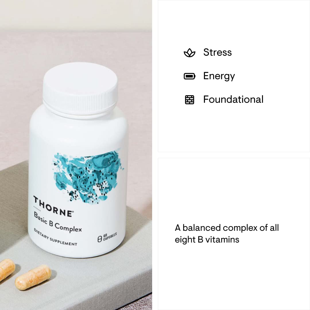 THORNE Basic B Complex (60 Capsules) & Memoractiv (60 Capsules) Bundle - Supports Brain Health, Cellular Energy Production & Focus - Gluten Free, Dairy Free