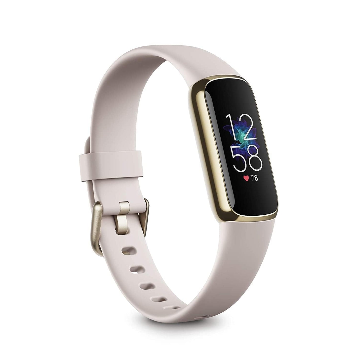 Fitbit Luxe-Fitness and Wellness-Tracker with Stress Management, Sleep-Tracking and 24/7 Heart Rate, One Size S L Bands Included, Lunar White/Soft Gold Stainless Steel, 1 Count