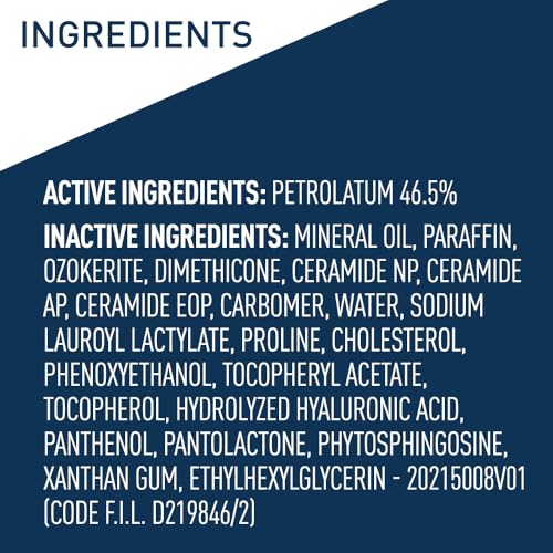 CeraVe Healing Ointment, Hydrating Skin Protectant With Petrolatum, Hyaluronic Acid & Ceramides, Face & Body Skin Barrier Repair For Cracked, Chafed, Dry Skin, Fragrance Free & Lanolin Free, 12 Oz