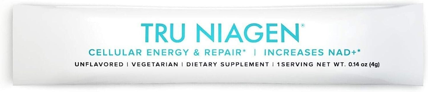 TRU NIAGEN NAD+ Booster with Hydration & Prebiotic Support Award-Winning Nicotinamide Riboside Mixing Powder for Cellular Energy, Repair & Healthy Aging - 30ct/300mg Stick Packs: On-The-Go Supplement