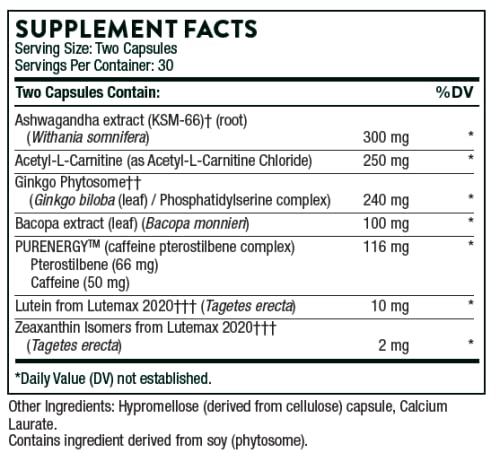 THORNE Basic B Complex (60 Capsules) & Memoractiv (60 Capsules) Bundle - Supports Brain Health, Cellular Energy Production & Focus - Gluten Free, Dairy Free