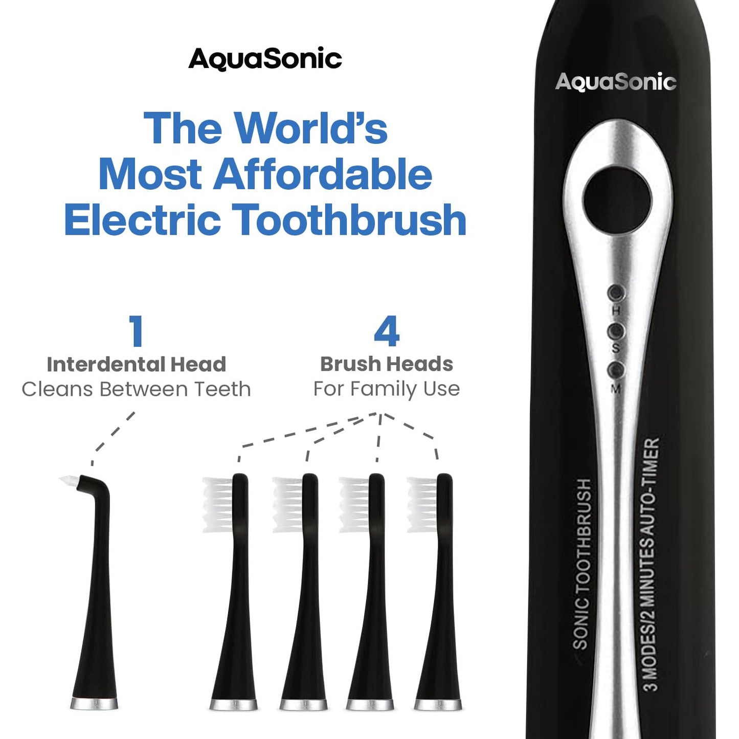 AquaSonic Home Dental Center Rechargeable Power Toothbrush & Smart Water Flosser - Complete Family Oral Care System - 10 Attachments and Tips Included - Various Modes & Timers (Black)