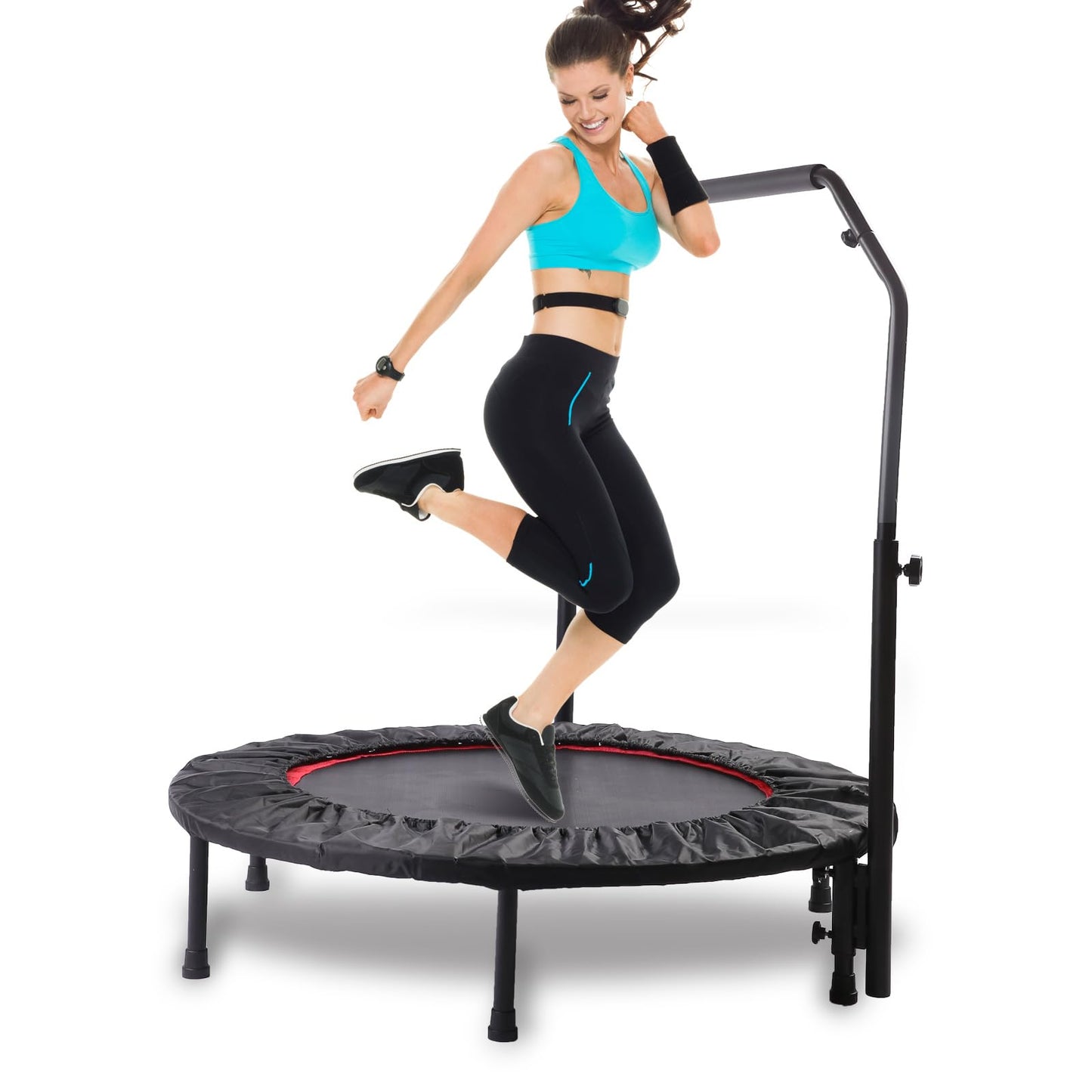 40" & 50" Rebounder Trampoline for Adults – Mini Foldable Fitness Trampoline with Optional Bar, Indoor/Outdoor Use