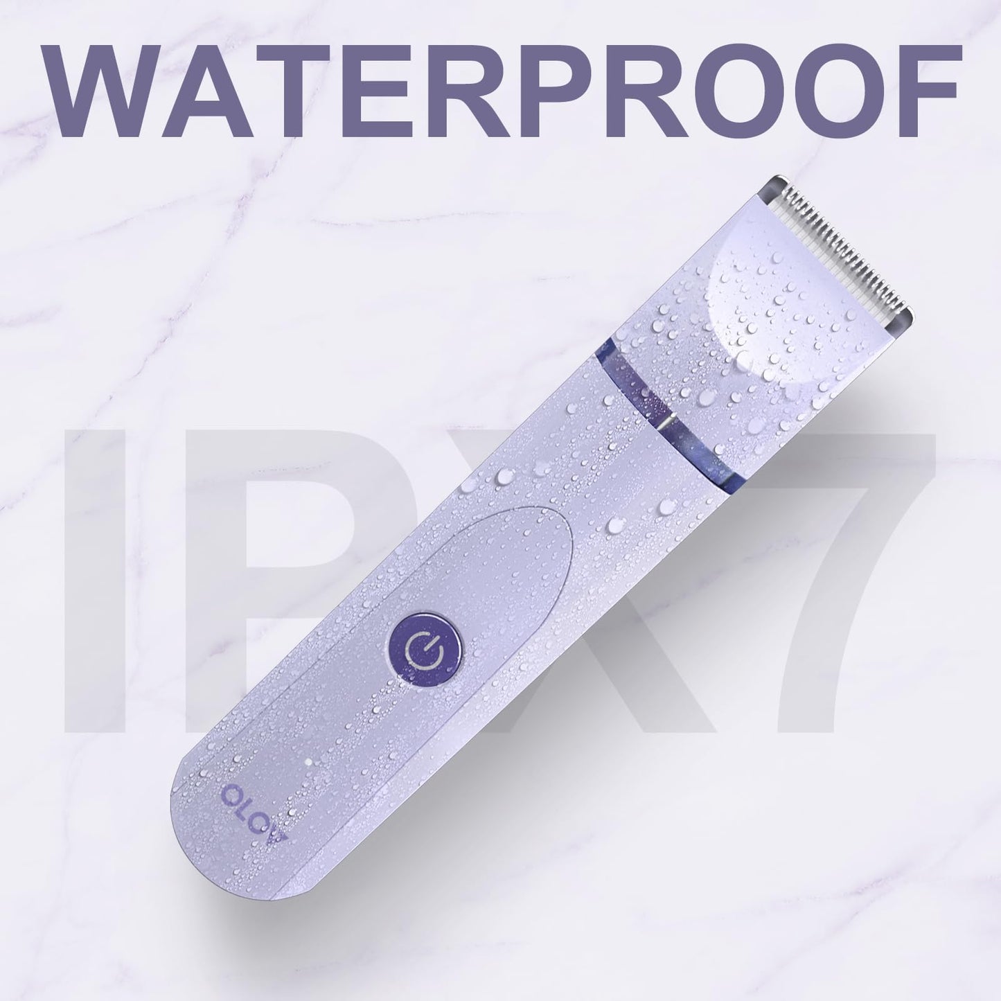 OLOV Electric Body Hair Trimmer - Groin Trimmer for Men - Bikini Trimmer Women - Wet/Dry Shaver Groomer, Replaceable Ceramic Blade Heads, USB Recharge Dock, Waterproof Hygiene Razor,Purple