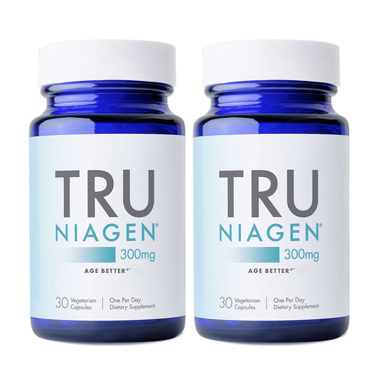 TRU NIAGEN Patented NAD+ Supplement for Anti Aging and Cell Regeneration, 300 mg Niagen, 30 Servings | Supports Cellular Energy, Brain, Muscle | Nicotinamide Riboside (NR) Take 1 Daily | 2 Bottles