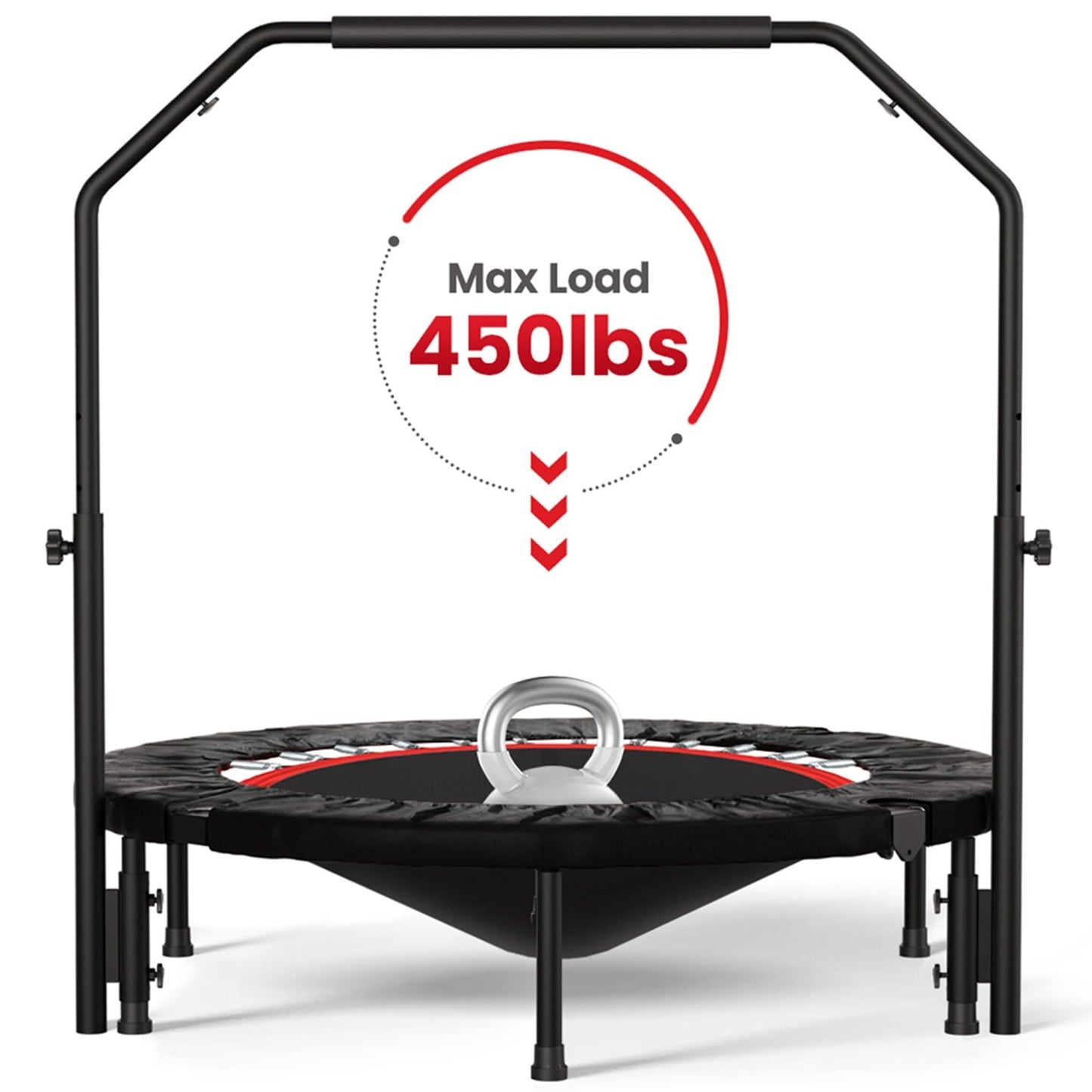 450 LBS Rebounder for Adults,40" Mini Rebounder Foldable Fitness Rebounder with Adjustable Foam Handle, Rebounder Jumping Cardio Trainer for Indoor/Outdoor Exercise Workout