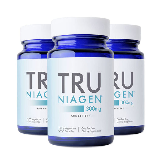 TRU NIAGEN Patented NAD+ Supplement for Anti Aging and Cell Regeneration, 300 mg Niagen, 30 Servings | Supports Cellular Energy, Brain, Muscle | Nicotinamide Riboside (NR) Take 1 Daily | 3 Bottles