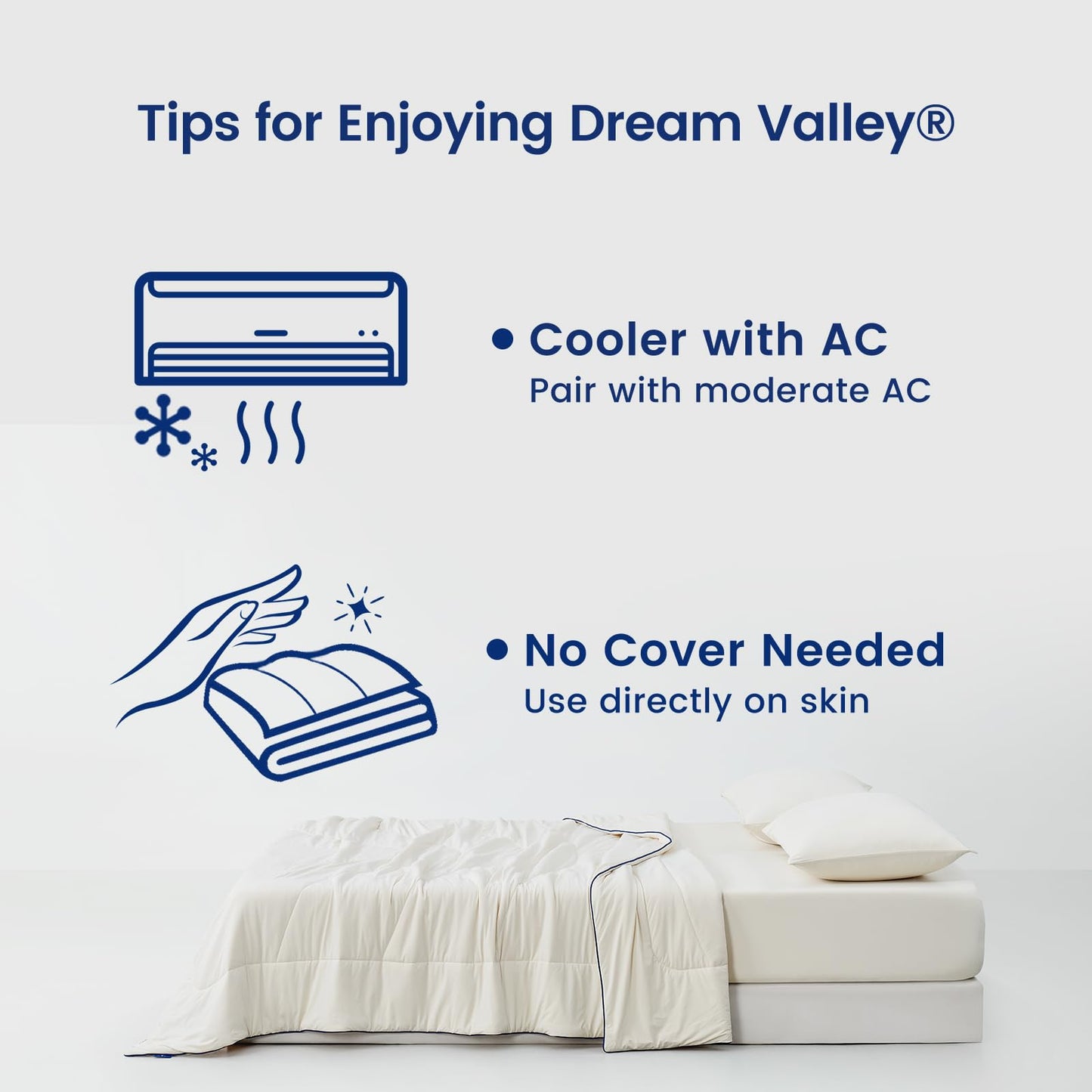 Dream Valley® Outlast® Cooling Comforter, All Season Full/Queen NASA-Grade Technology Cooling Blanket for Hot Sleepers Night Sweats, Q-Max > 0.45 Aerocool™ Breathable, Ivory, 90"x90"