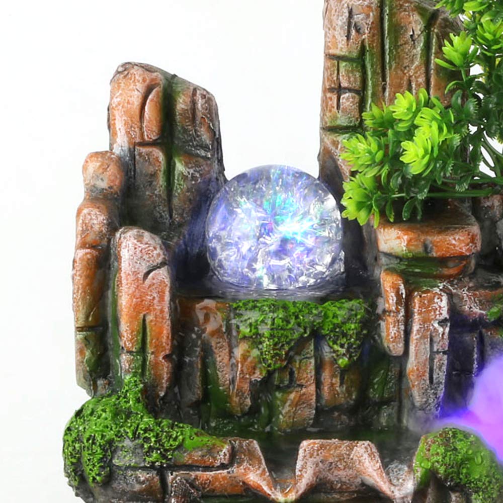 Rockery Desktop Water Fountain Decor - Indoor Outdoor Tabletop Decorative Waterfall Kit Water Fountain Desktop Chinese Fengshui Lamp Waterfall Office Home Decor