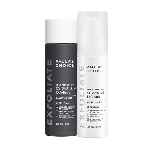 Paula's Choice SKIN PERFECTING 8% AHA Gel Exfoliant & 2% BHA Liquid Duo - Facial Exfoliants for Blackheads, Enlarged Pores, Wrinkles, and Fine Lines w/Glycolic and Salicylic Acid