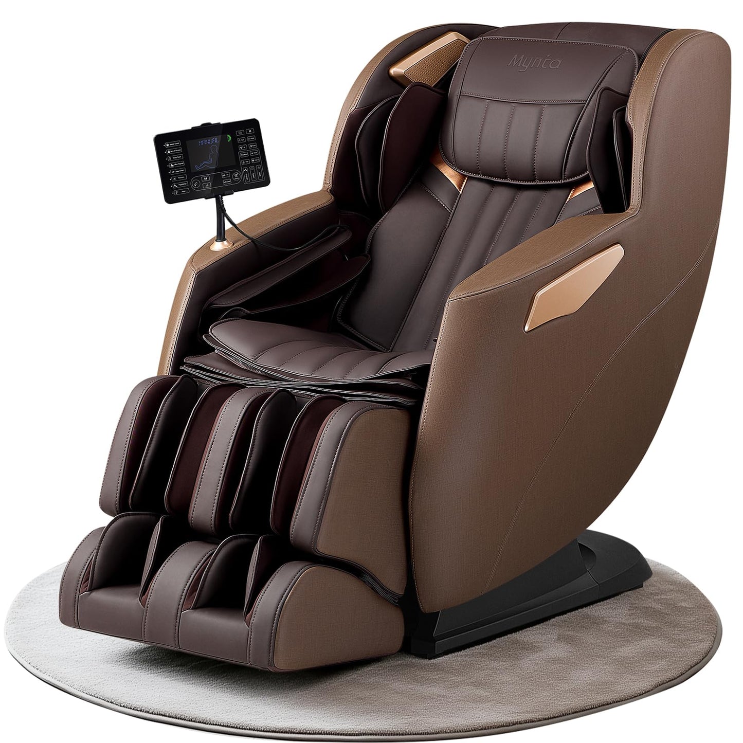 MYNTA Massage Chair Full Body with Zero Gravity, 3D SL Track Shiatsu Massage Chairs Recliner with Heating, MC1630 Brown