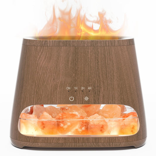 SALKING 2-in-1 Himalayan Salt Lamp Diffuser, Cool Mist Humidifier, Aromatherapy & Himalayan Salt Therapy, 100% Pure Himalayan Salt, Ultrasonic Essential Oil Diffuser with Ambient Glow, 150ml (Dark)