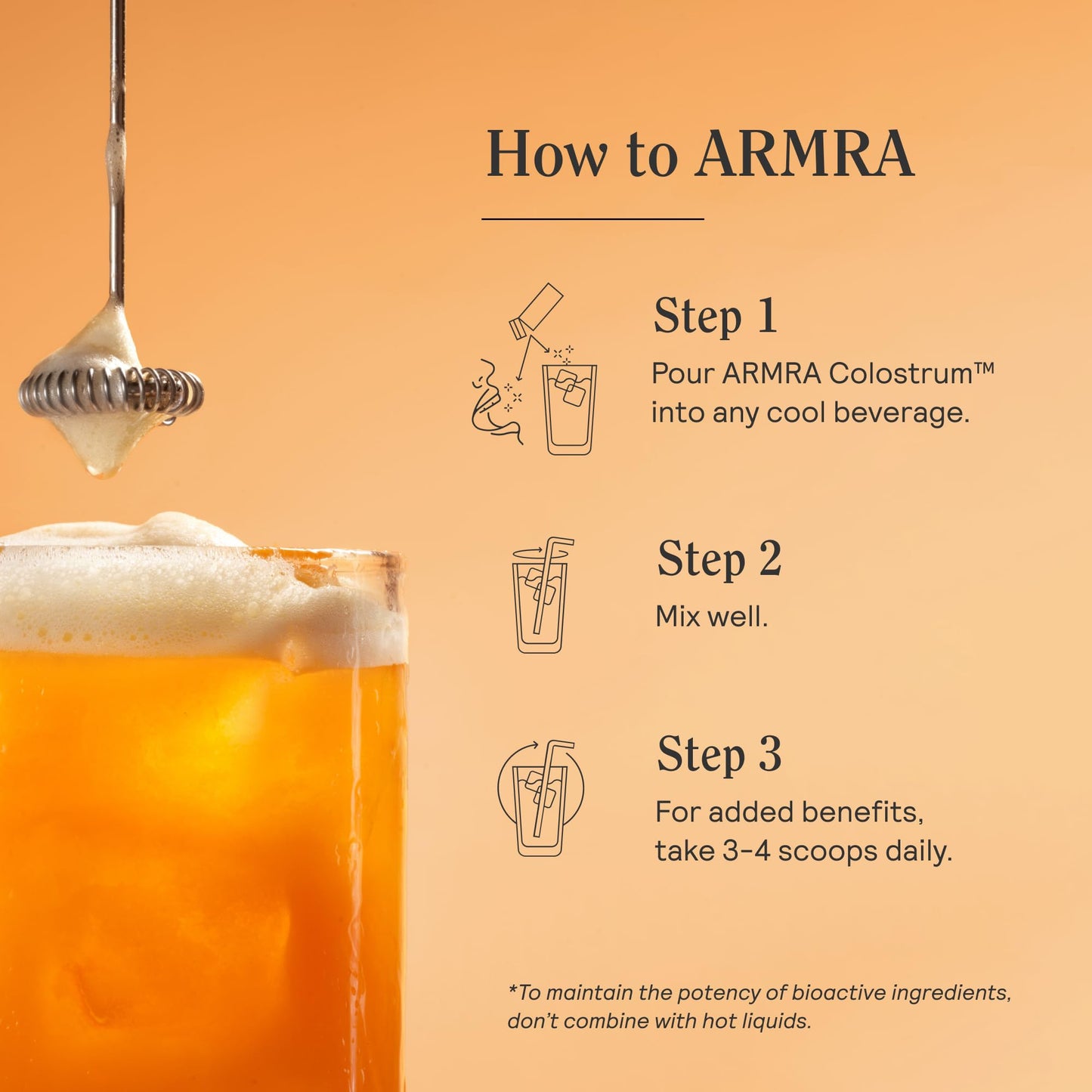 ARMRA Colostrum™ Premium Powder, Grass Fed, Gut Health Bloating Immunity Skin & Hair, Contains 400+ Bioactive Nutrients, Potent Bioavailable, Keto, Gluten & Fat Free (Blood Orange | 90 Servings)