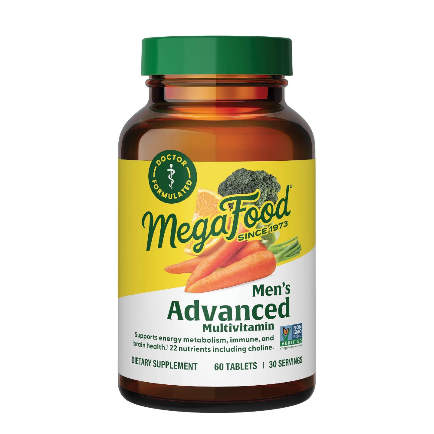 MegaFood Men's Advanced Multivitamin for Men - Doctor -Formulated - Choline, Vitamin B12, Vitamin D, Vitamin C & Zinc - Brain Health & Immune Support - Non-GMO - Vegetarian - 60 Tabs (30 Servings)