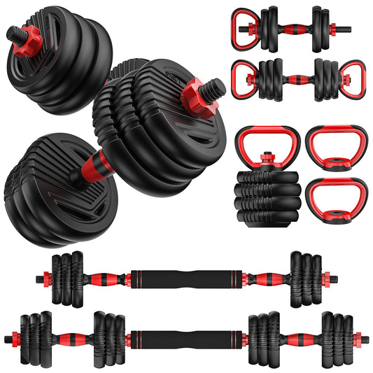 UNNMIIY Adjustable Dumbbell,10/20/35/45/70/90/110lbs Free Weight Set with Connector,4 in1 Dumbbell Used as Barbell,Kettlebells,Push up Stand,Fitness Exercises Home Gym Men/Women(45LBS(22.5LBS PAIR))