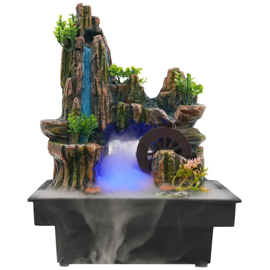 Small Fountain Rockery & Crystal Water Fountain Illuminated Waterfall, Indoor Relaxation Desktop Fountain Waterfall Feature with Automatic Pump for Home Office Bedroom Desk Décoration