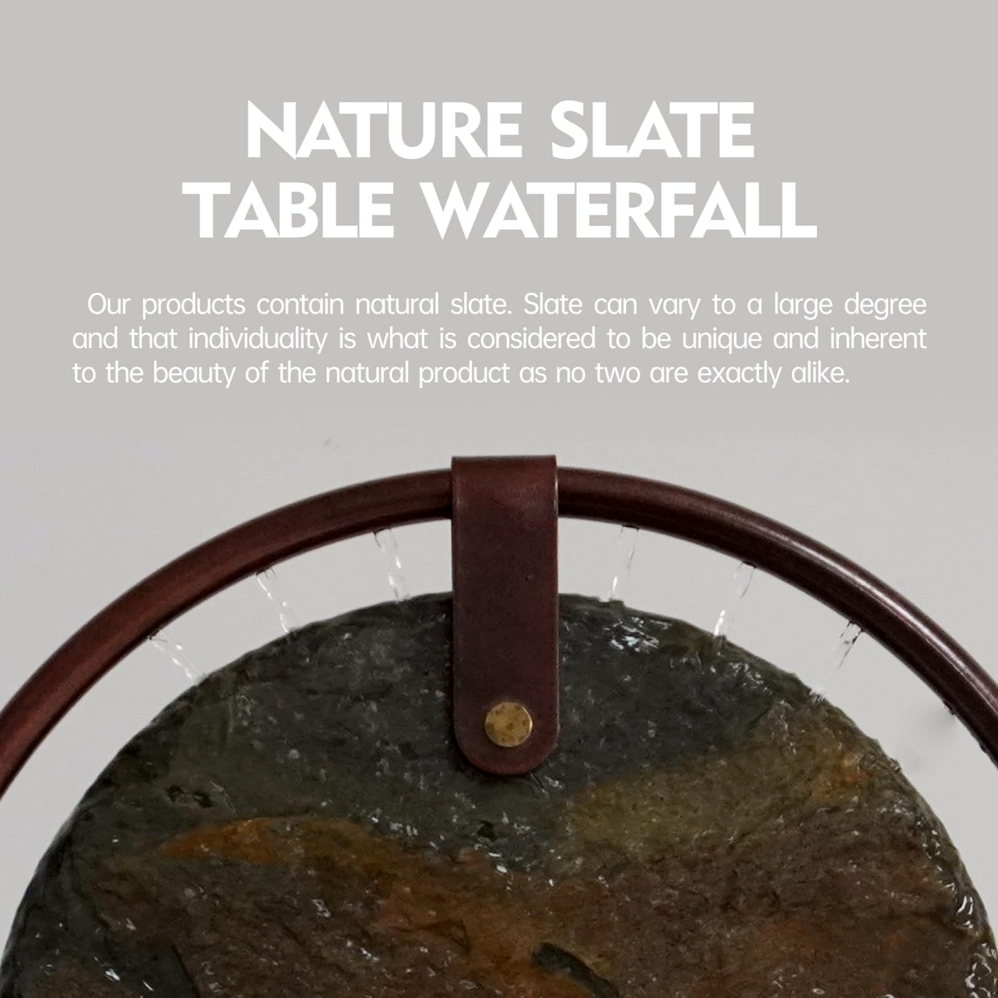 Pamopamo Indoor Tabletop Waterfall Moon Fountain, Home Décor Soothing Rain Sound Meditation Relaxing Fountains, Nature Slate Water Feature with Light for Room Office Desktop Decoration-13 Tall