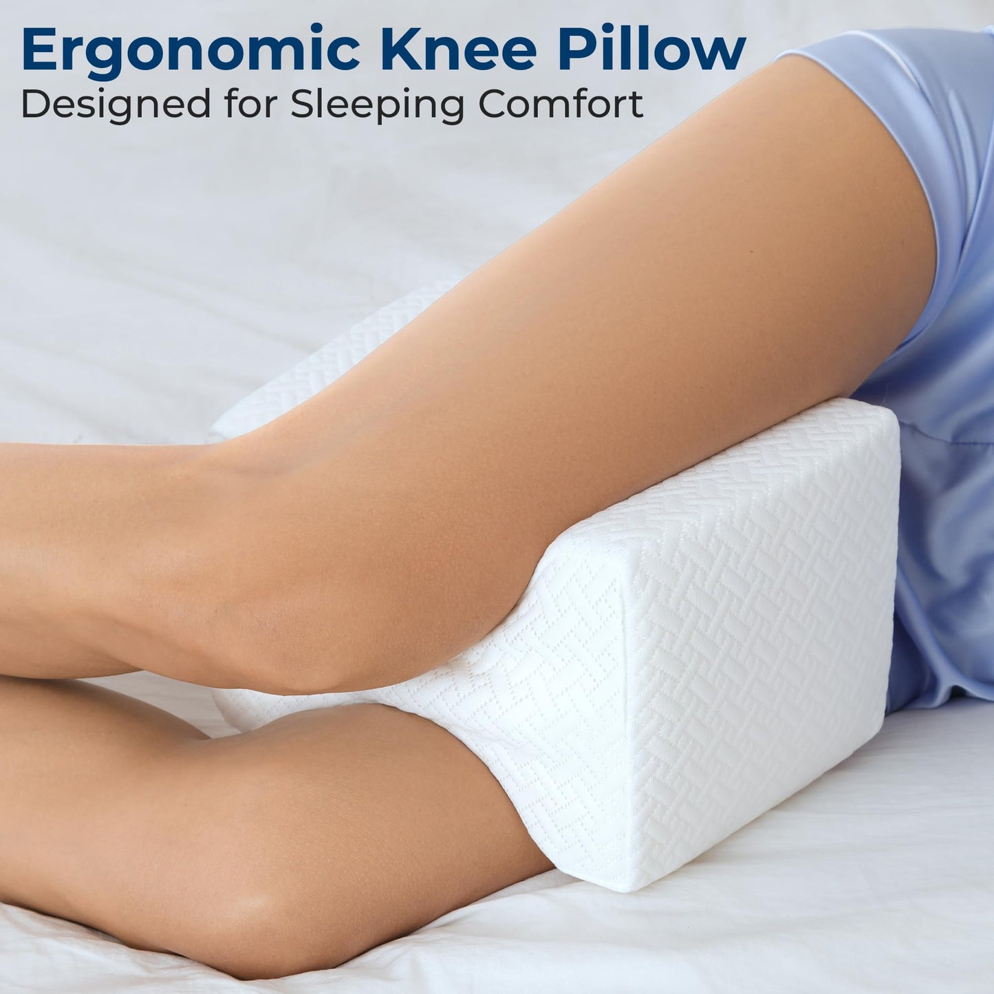 5 STARS UNITED Knee Pillow for Side Sleepers - Memory Foam Leg Pillow for Side Sleeping - Between Legs Pillow for Hip and Lower Back Pain - Sciatica Pain Relief