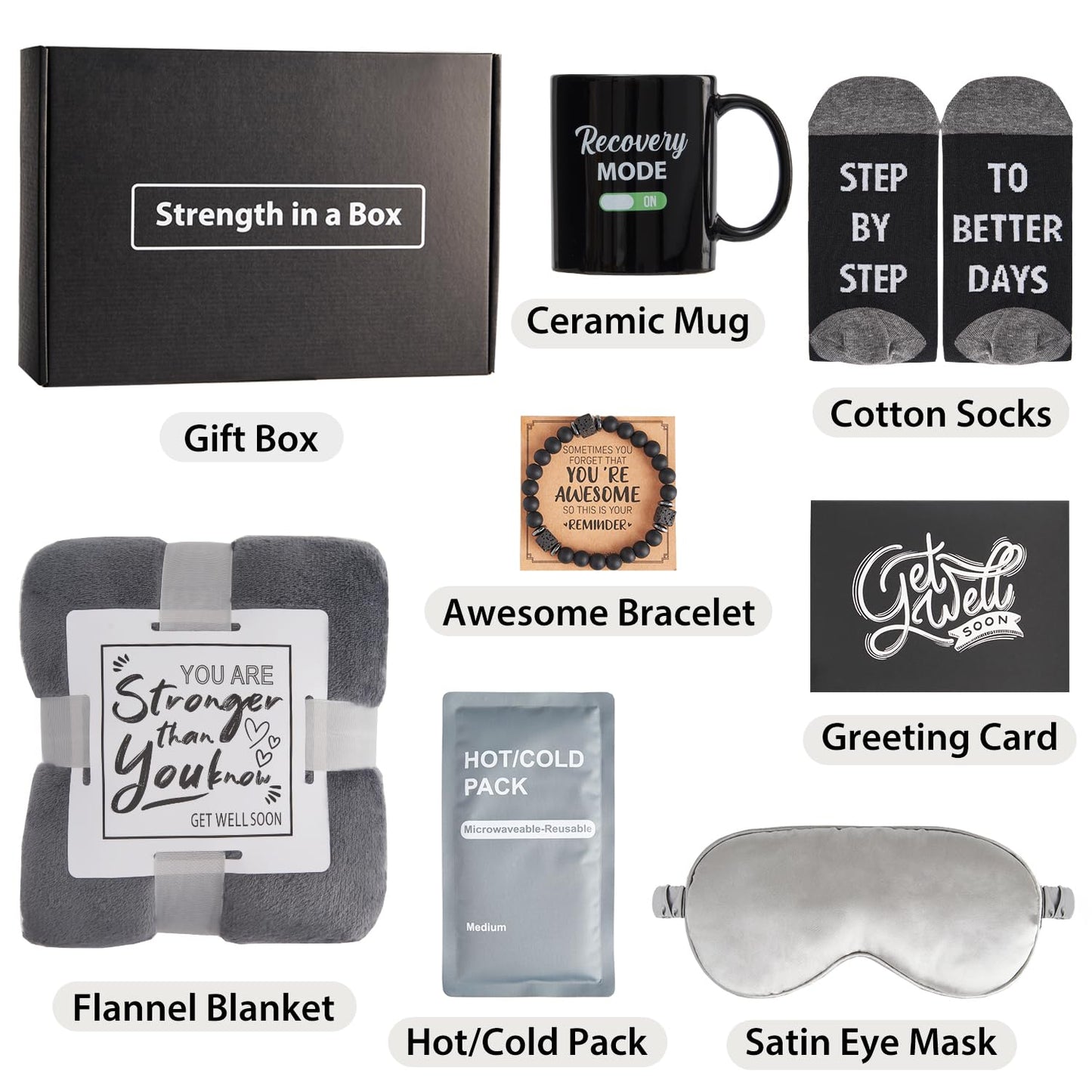 Get Well Soon Gifts for Men - Care Package for Men with Plush Blanket, Mug, Socks, and so on - Get Well Basket for Men Dad Friend After Surgery