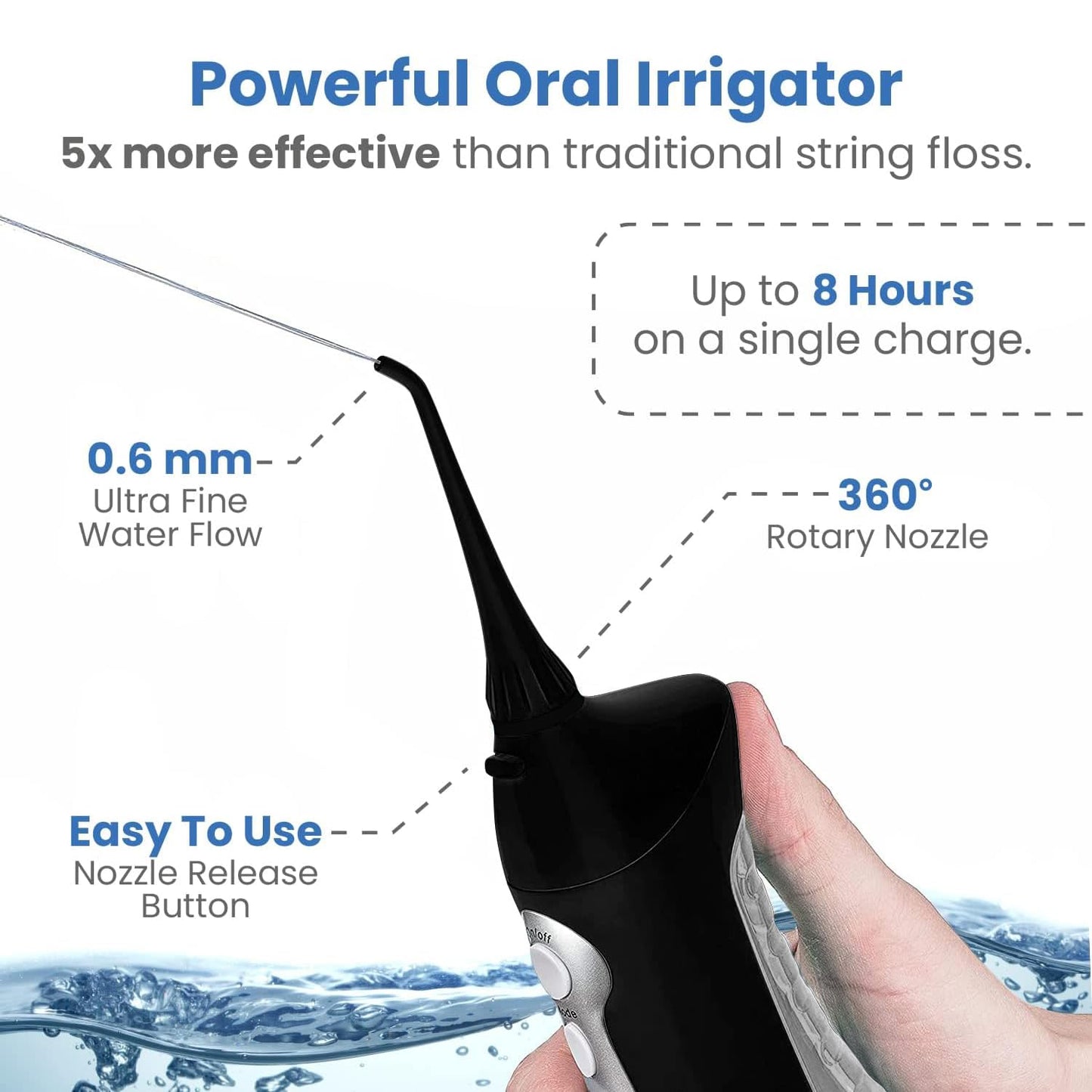 AquaSonic Home Dental Center Rechargeable Power Toothbrush & Smart Water Flosser - Complete Family Oral Care System - 10 Attachments and Tips Included - Various Modes & Timers (Black)