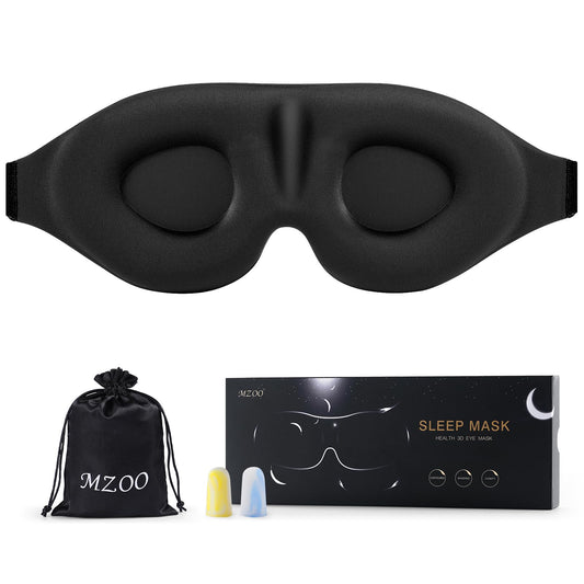 MZOO Sleep Eye Mask for Men Women, Zero Eye Pressure 3D Sleeping Mask, Light Blocking Patented Design Night Blindfold, Soft Eye Shade Cover for Travel, Black