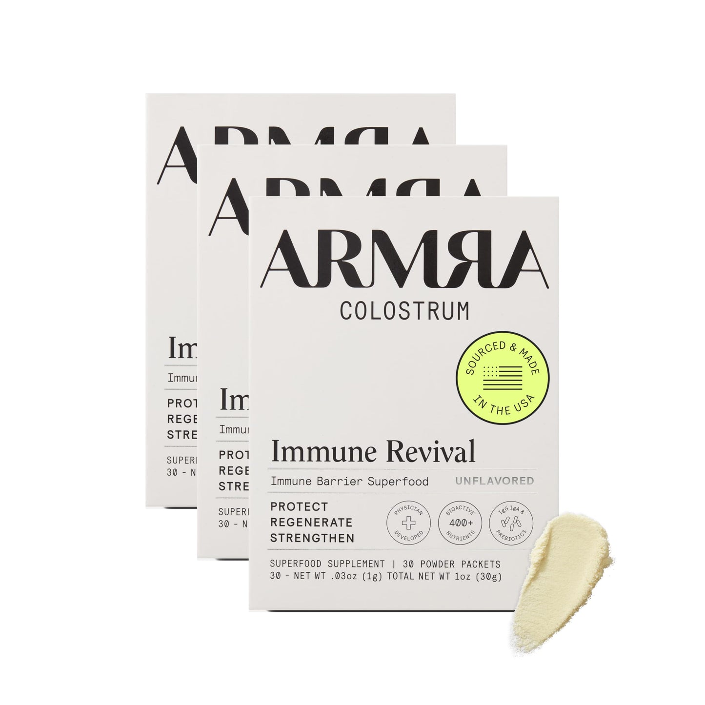 ARMRA Colostrum™ Premium Powder, Grass Fed, Gut Health Bloating Immunity Skin & Hair, Contains 400+ Bioactive Nutrients, Keto, Gluten & Fat Free (Unflavored Bundle | 90 Servings)