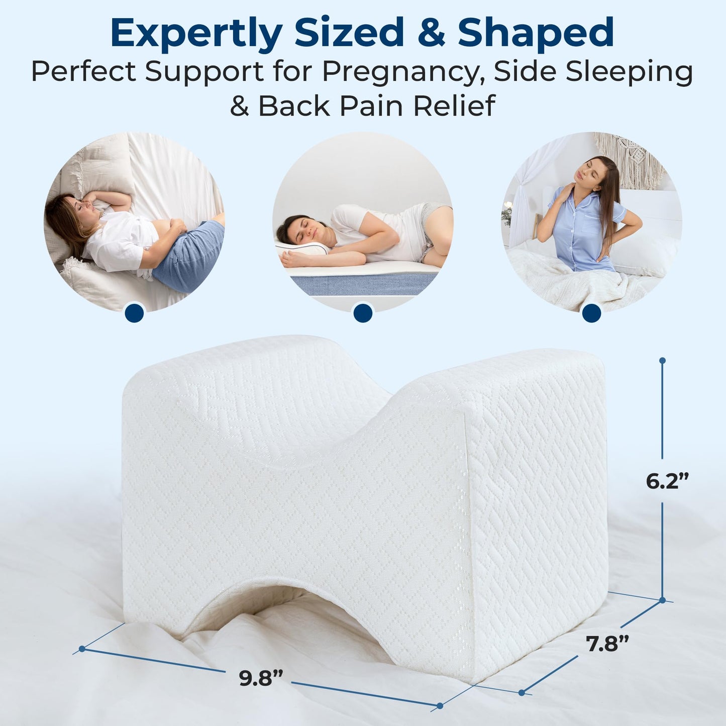 5 STARS UNITED Knee Pillow for Side Sleepers - Memory Foam Leg Pillow for Side Sleeping - Between Legs Pillow for Hip and Lower Back Pain - Sciatica Pain Relief