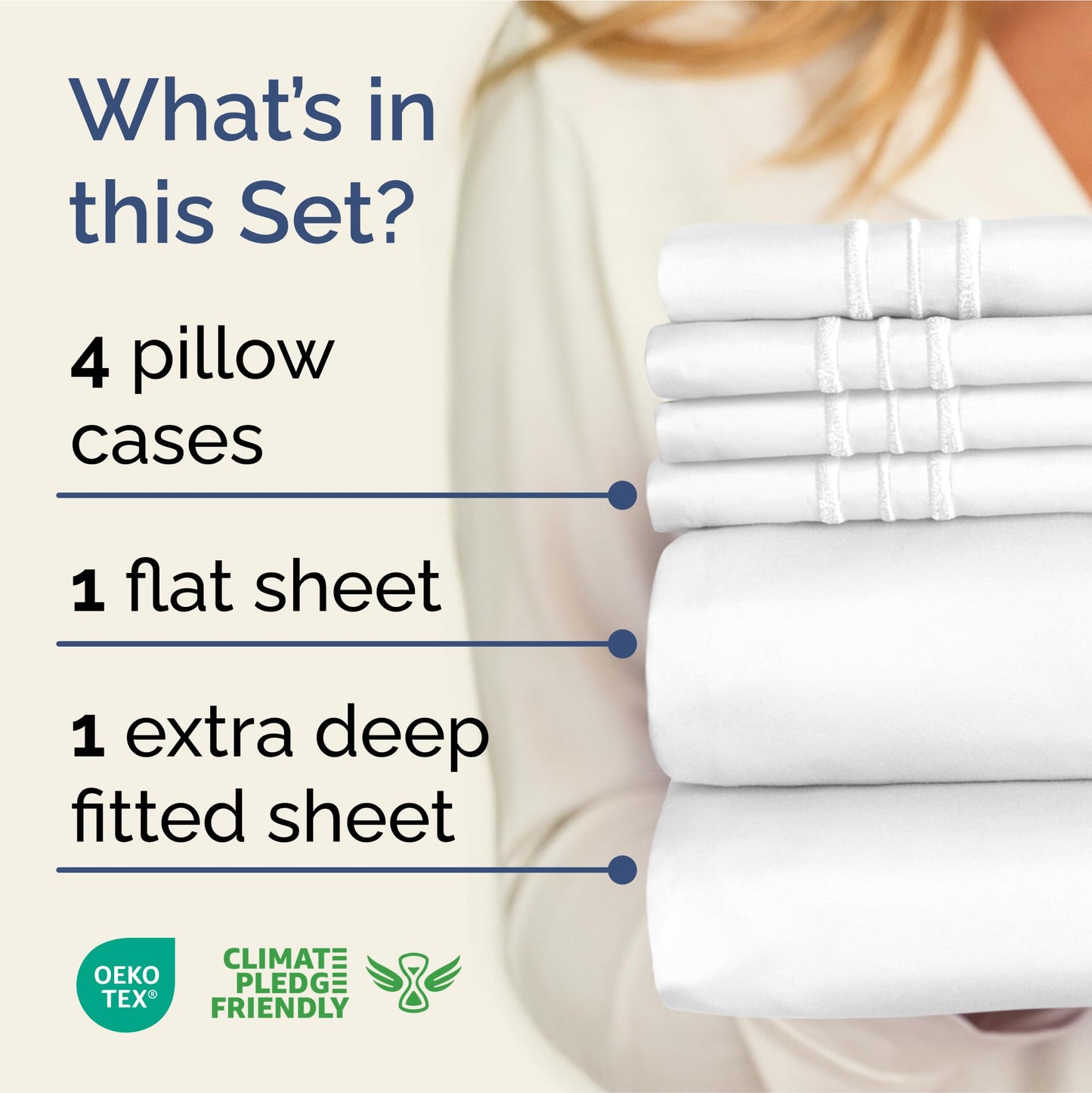 Extra Deep King Sheet Set - 6 Piece Breathable and Cooling Sheets - Hotel Luxury Bed Sheets Set - Easy & Secure Fit - Soft, Wrinkle Free and Comfy Sheets Set - White Sheet Set with Extra Deep Pockets