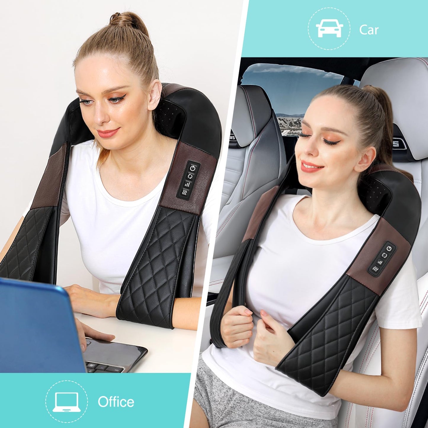 Neck Massager, Shiatsu Back Neck and Shoulder Massager with Heat - Deep Tissue 4D Kneading Massage Pillow for Body Muscle Pain Relief, Use at Home, Office, Car- Best Gifts for Women Men Mom Dad