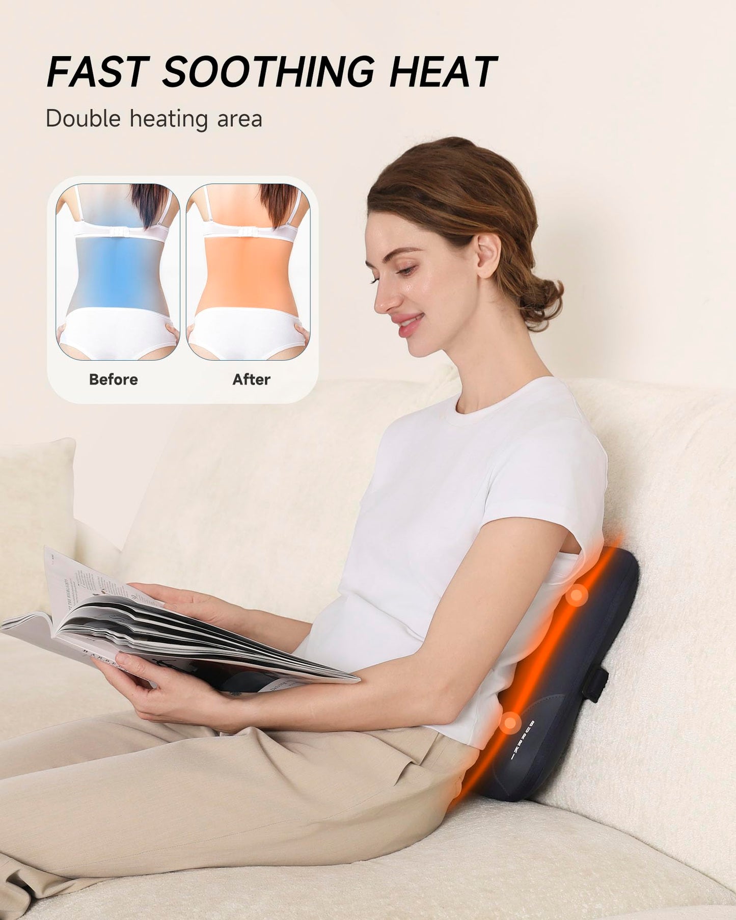 Burrki Back Massager with Heat, Massager for Neck and Back, Extra Large Shiatsu Kneading Massage Pillow for Back, Neck, Shoulder, Leg Pain Relief, Thanksgiving Christmas Gifts for Women Men Mom Dad