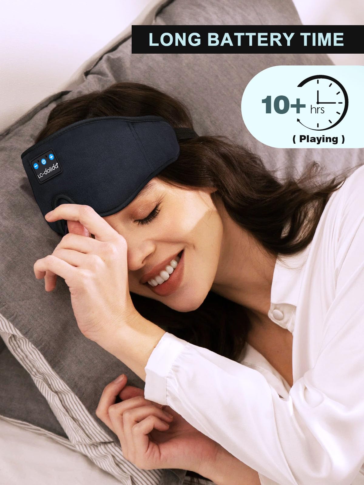 LC-dolida Sleep Headphones, 3D Sleep Mask Bluetooth Wireless Music Eye Mask, Sleeping Headphones for Side Sleepers Sleep Mask with Bluetooth Headphones Ultra-Thin Stereo Speakers Perfect for Sleeping