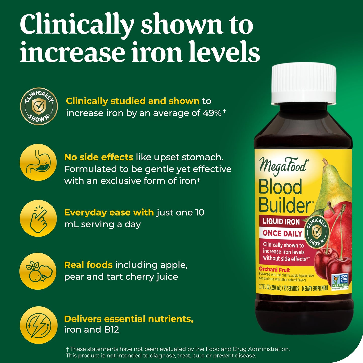 MegaFood Blood Builder Liquid Iron - Iron Supplement - Clinically Shown to Increase Iron Levels Without Constipation - Liquid Iron Supplement for Women, Men & Kids - Vegan- 7.7 Fl Oz (23 Servings)