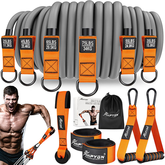 Resistance Bands, Heavy Exercise Bands with Handles, Fitness Bands for Working Out, Workout Bands for Men, Weight Bands Set for Muscle Training, Strength, Slim, Yoga, Home Gym Equipment