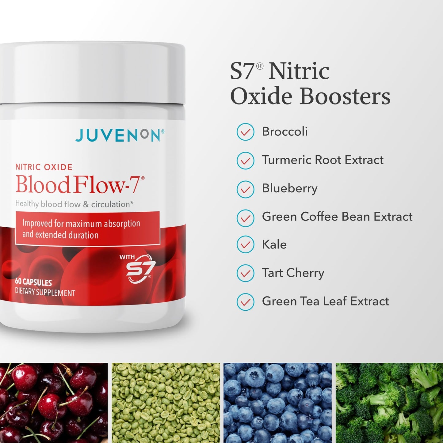 Juvenon BloodFlow-7 Nitric Oxide Supplement with Nitrosigine 60 Count (Pack of 3)