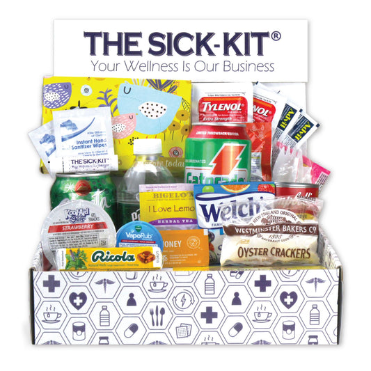 The Sick-Kit - 23 Feel Better Essentials Sick Days - The Original Wellness Box - Get Well Soon Gift Set Baskets Adults - Care Package 25 pc