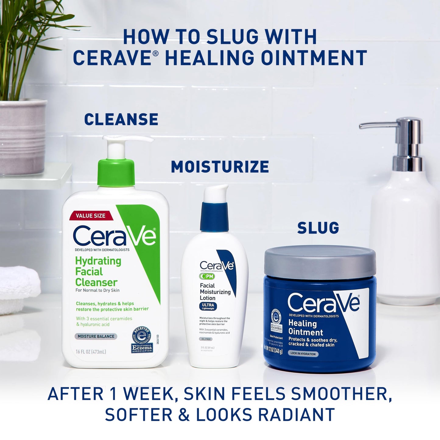 CeraVe Healing Ointment, Hydrating Skin Protectant With Petrolatum, Hyaluronic Acid & Ceramides, Face & Body Skin Barrier Repair For Cracked, Chafed, Dry Skin, Fragrance Free & Lanolin Free, 12 Oz