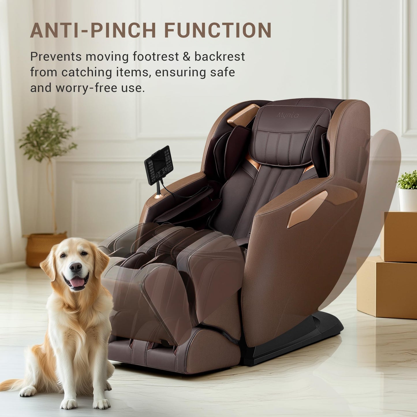 MYNTA Massage Chair Full Body with Zero Gravity, 3D SL Track Shiatsu Massage Chairs Recliner with Heating, MC1630 Brown