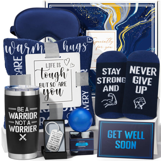 Get Well Soon Gifts for Men, After Surgery Cancer Gifts for Men Chemo Care Package Get Well Gift Basket for Sick Friends, Thinking of You Feel Better Birthday Gifts Box for Men Dad Brother w/Tumbler