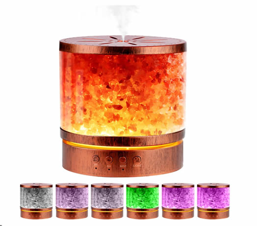 Aromatherapy Essential Oil Diffuser & Himalayan Salt Lamp Combo - 400ml Ultrasonic Cool Mist Humidifier with 7 Color-Changing LEDs, Ideal for Large Rooms