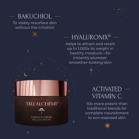 Tru Alchemy Quench Crème Daily Facial Moisturizer | Hyaluronic Acid, Vitamin C, & Bakuchiol (better than Retinol) | Daily Firming Skin Moisturizer Face Cream for Women