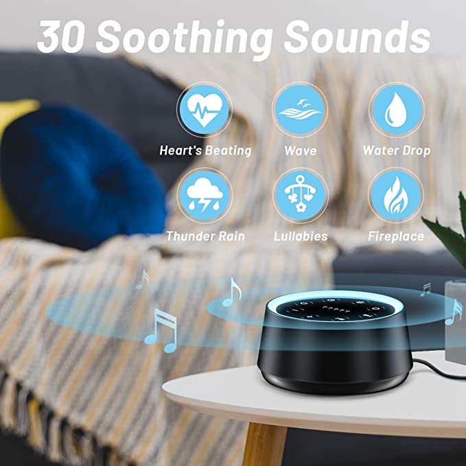 EasyHome Sleep Sound Machine White Noise Machines with 30 Soothing Sounds 12 Adjustable Night Light 10 Adjustment Brightness 36 Levels of Volume 5 Timers and Memory Function Home Travel Office