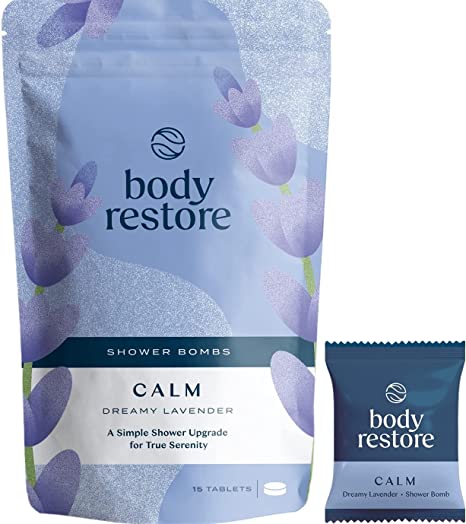 BodyRestore Shower Steamers Aromatherapy 15 Packs - Shower Bath Bombs, Lavender Essential Oil, Stress Relief and Relaxation