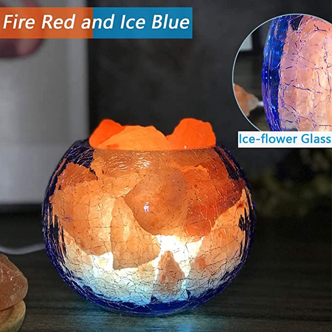 Himalayan Salt Lamp, Salt Rock Lamp with Natural Salt Chunks Bring Visual Impact of Ice and Fire