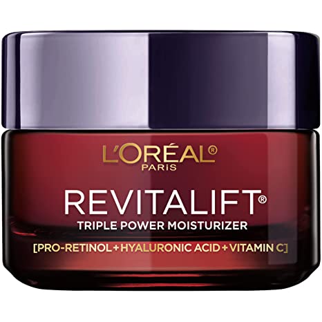 L’Oreal Paris Skincare Revitalift Triple Power AntiAging Face Moisturizer with Pro Retinol, Hyaluronic Acid & Vitamin C to reduce wrinkles, firm and brighten skin, Cream, 2.55 Ounce