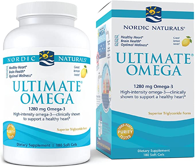 Nordic Naturals Ultimate Omega, Lemon Flavor - 180 Soft Gels - 1280 mg Omega-3 - High-Potency Omega-3 Fish Oil with EPA & DHA - Promotes Brain & Heart Health - Non-GMO - 90 Servings