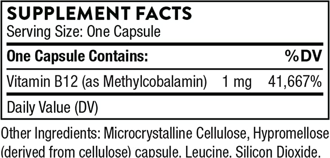 Vitamin B12 1000 mcg, 60 Capsules