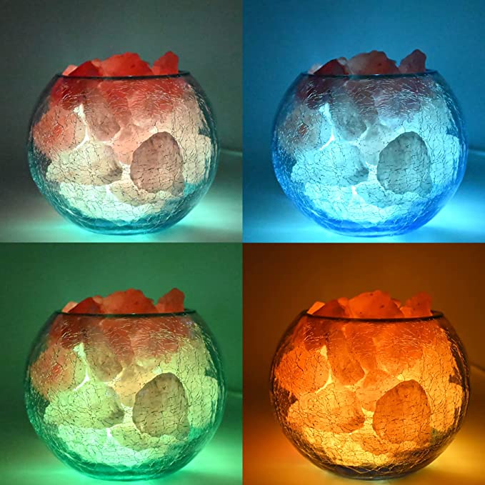 Himalayan Salt Lamp, Salt Rock Lamp with Natural Salt Chunks Bring Visual Impact of Ice and Fire