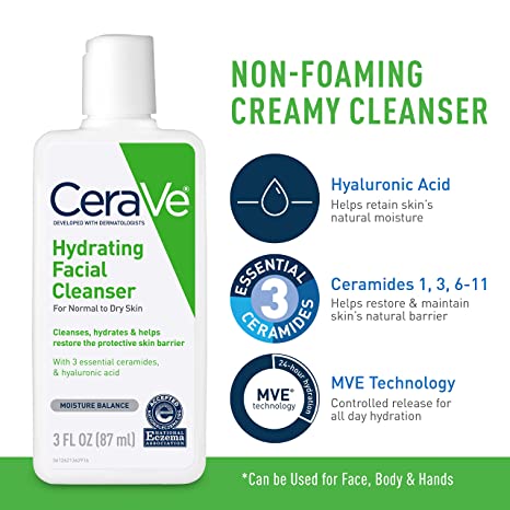 CeraVe AM Face Moisturizer with SPF, PM Face Moisturizer & Hydrating Face Wash Skin Care Set| Travel Size Toiletries